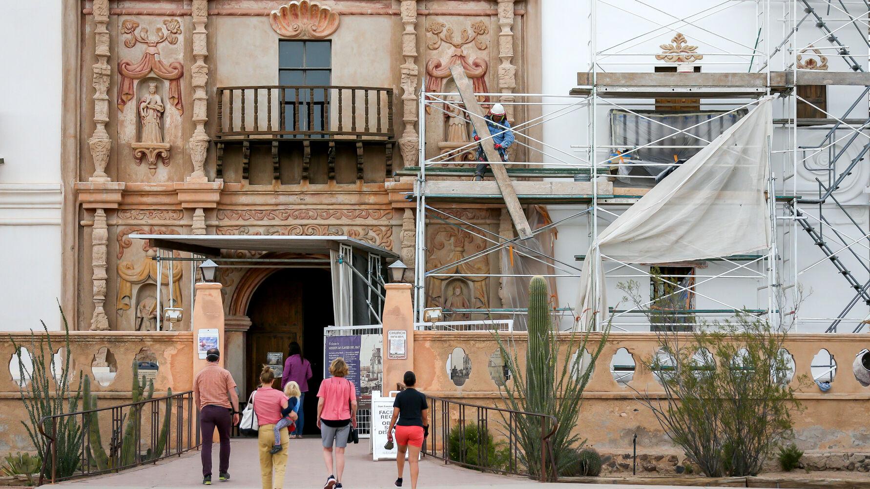 Scaffolds coming down on San Xavier Mission in time for Easter